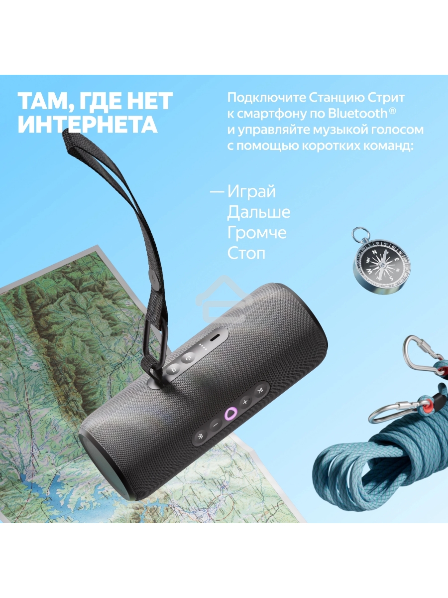 Умная колонка Yandex Стрит Алиса черный 30W 2.0 BT/Wi-Fi 10м 3300mAh (YNDX-00030BLK)
