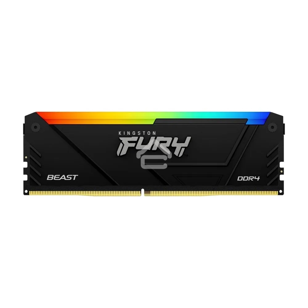 Оперативная память Kingston Fury Beast, DDR4, 16GB (1x16GB), 3200MHz, CL16, DIMM, радиатор, RGB, черный