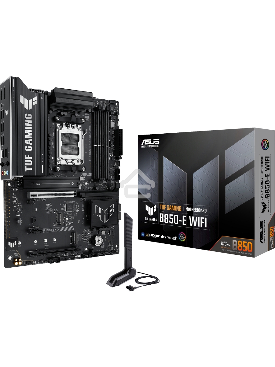 Материнская плата ASUS TUF Gaming B850-E WiFi, AM5, AMD B850, 4xDDR5, 4xSATA, 3xM.2, 1xPCIe 5.0 x16, 1xPCIe 4.0 x16, 1xPCIe x1, 1xDP, 1xHDMI, 2xUSB-C (1x10Gbps, 1x20Gbps), 3xUSB-A 5Gbps, 3xUSB-A 2.0, 1x2.5Gb LAN, Wi-Fi 6E, Bluetooth 5.3, 3x3.5 мм, 7.1, AT