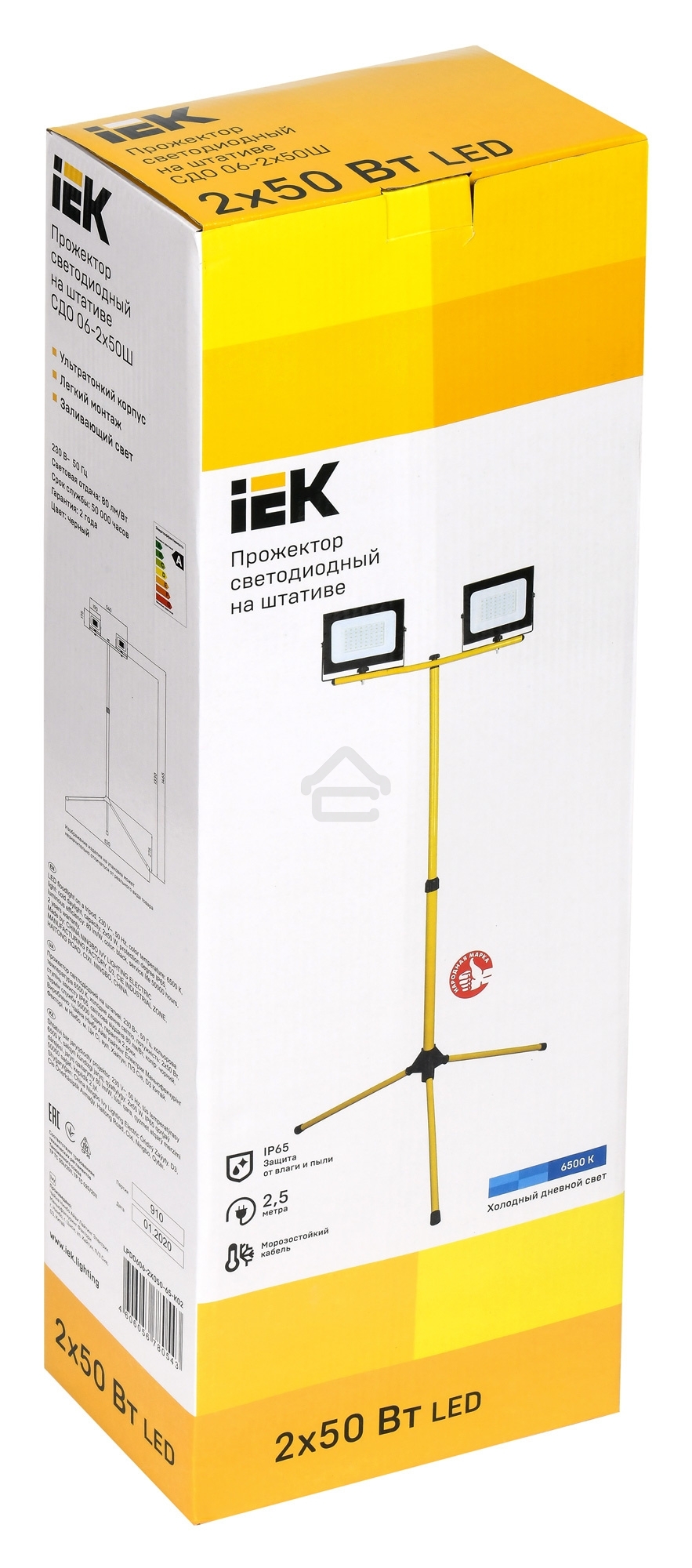 Прожектор светодиодный Iek LPDO606-2X050-65-K02 СДО 06-2х50Ш штатив 6500К IP65 черный