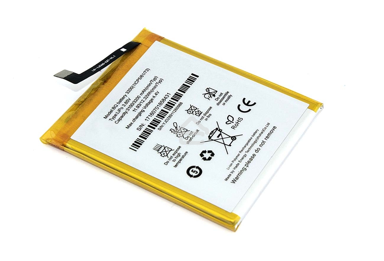 Аккумуляторная батарея BQ 3200(1ICP5/61/73) для BQ Aquaris X5 Plus 3.85V/3100mAh/11.93Wh