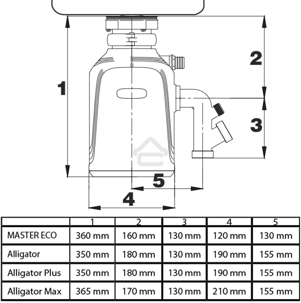 Измельчитель пищевых отходов Bort Alligator Plus, 750 Вт., объем 1 450 мл., пневмовыключатель