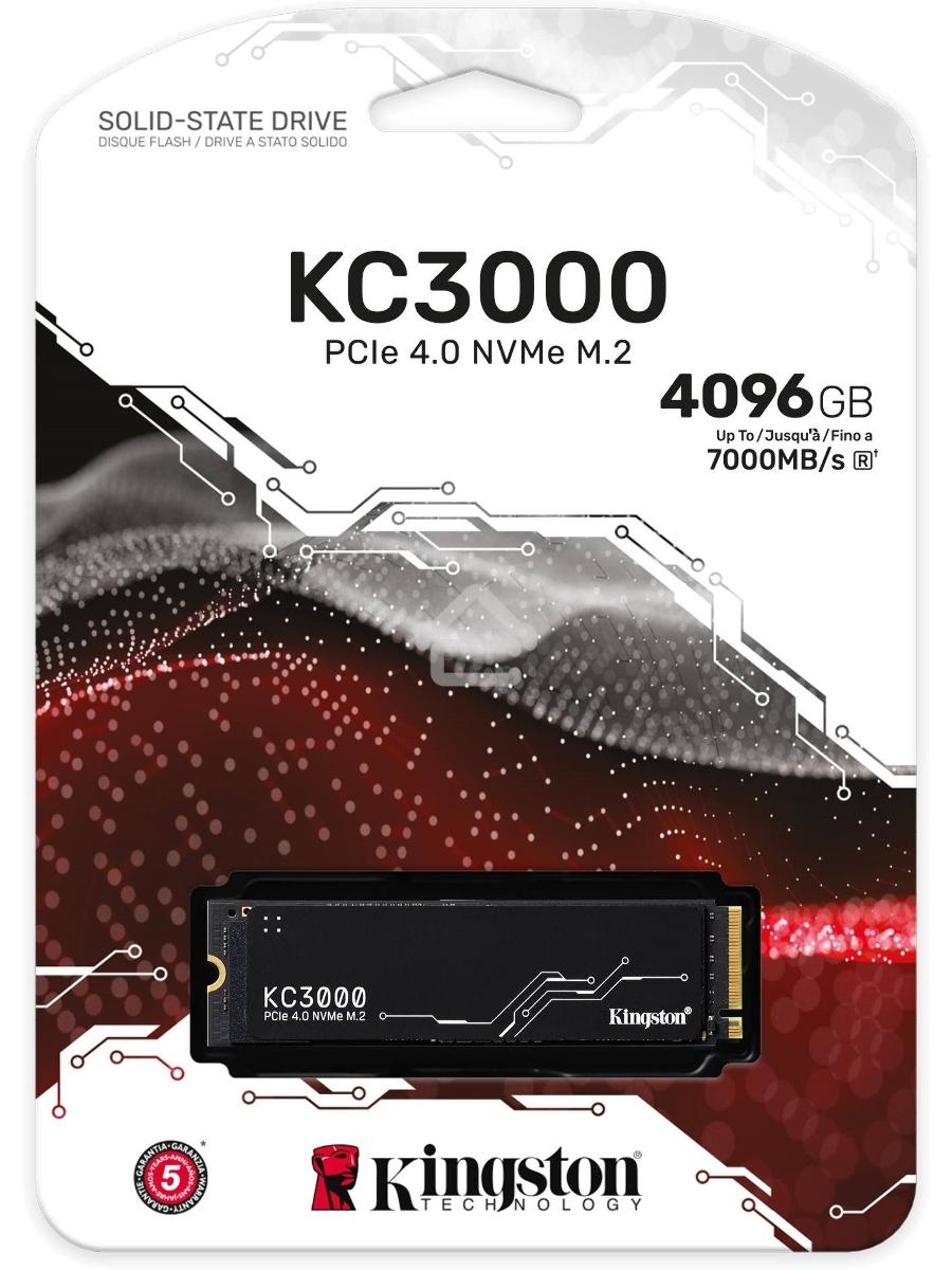 Накопитель SSD Kingston KC3000, 4Tb, PCIe 4.0 x4, M.2 2280, NVMe, R/W 7000/7000, с радиатором