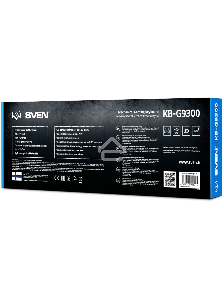 Игровая клавиатура Sven KB-G9300 чёрная (Outemu Blue switches,104кл., подсветка)