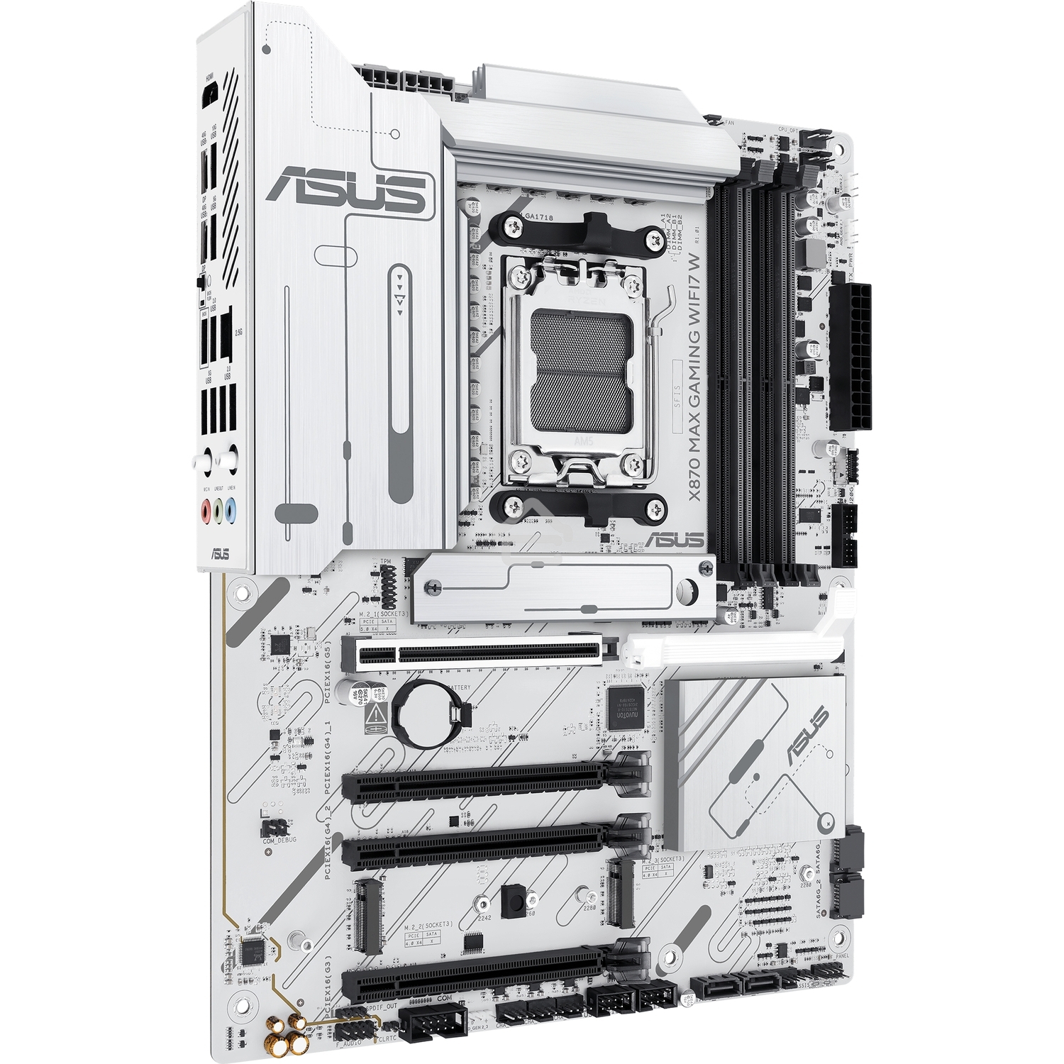 Материнская плата ASUS X870 MAX GAMING WIFI7 W, AM5, AMD X870, 4xDDR5, 4xSATA, 3xM.2, 1xPCIe 5.0 x16, 2xPCIe 4.0 x16, 1xPCIe 3.0 x16, 1xHDMI, 2xUSB Type-C (Display), 1x2.5Gb LAN, Wi-Fi 7, Bluetooth 5.4, 2xUSB-C 40Gbps, 1xUSB-A 10Gbps, 3xUSB-A 5Gbps, 4xUSB