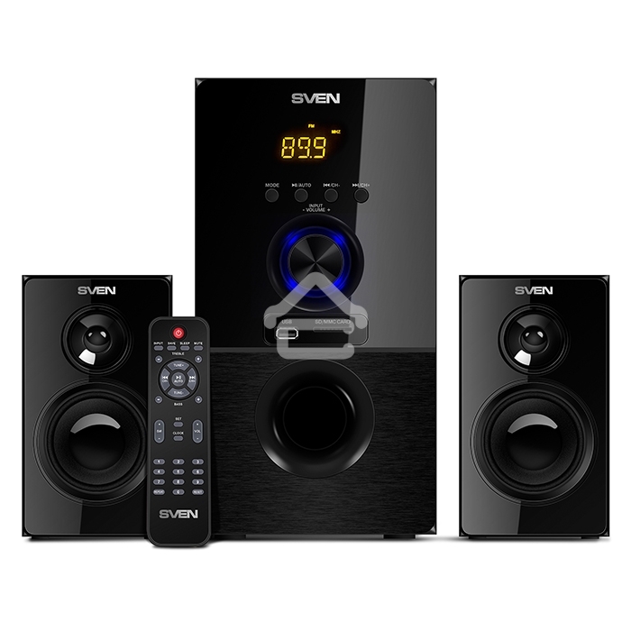 Акустическая система SVEN MS-2050 черный (2x12,5W + Subwoofer 30W, дерево, USB, SD, FM, ПДУ, Bluetooth)