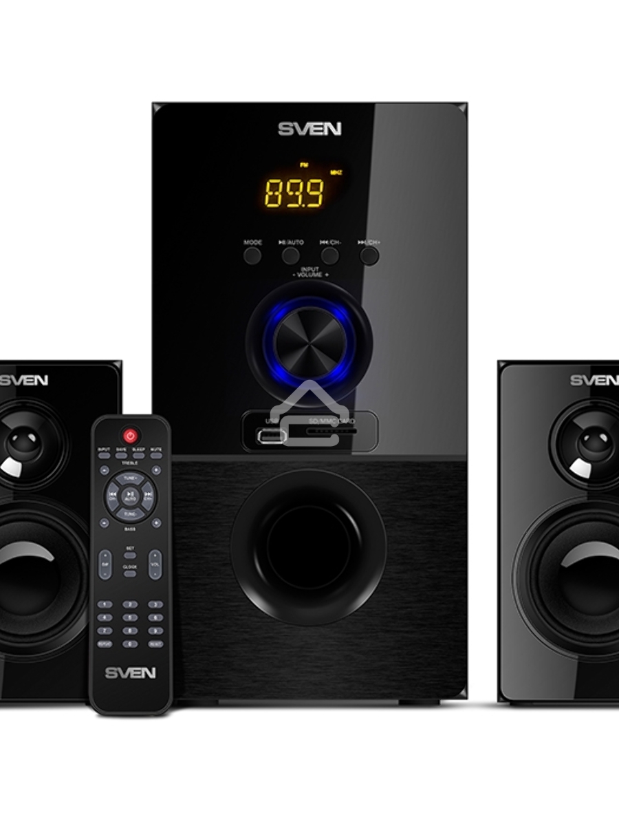 Колонки SVEN MS-2050 черный (2x12,5W + Subwoofer 30W, дерево, USB, SD, FM, ПДУ, Bluetooth)