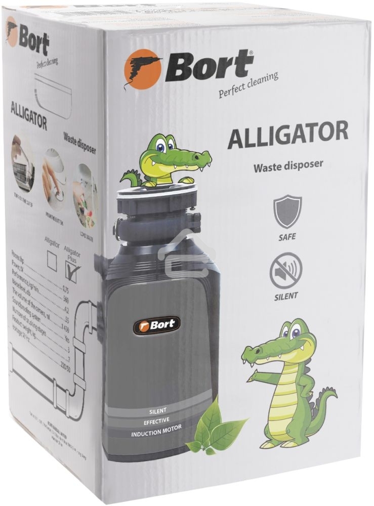 Измельчитель пищевых отходов Bort Alligator Plus, 750 Вт., объем 1 450 мл., пневмовыключатель
