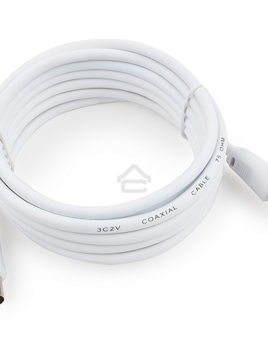 Кабель телевизионный Cablexpert CCV-515-W-3M, Coaxial M/F, белый, 3м
