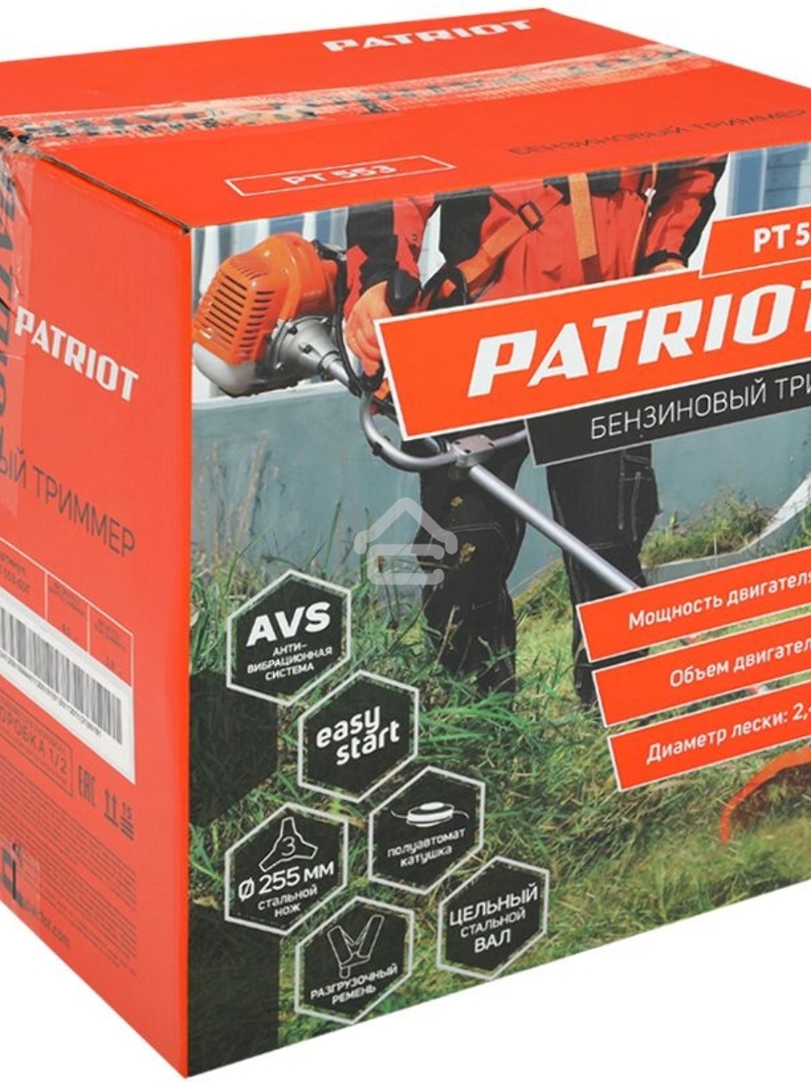 Триммер бензиновый Patriot PT 553 (1+1) 1840Вт 3л.с. реж.эл.:леска/нож
