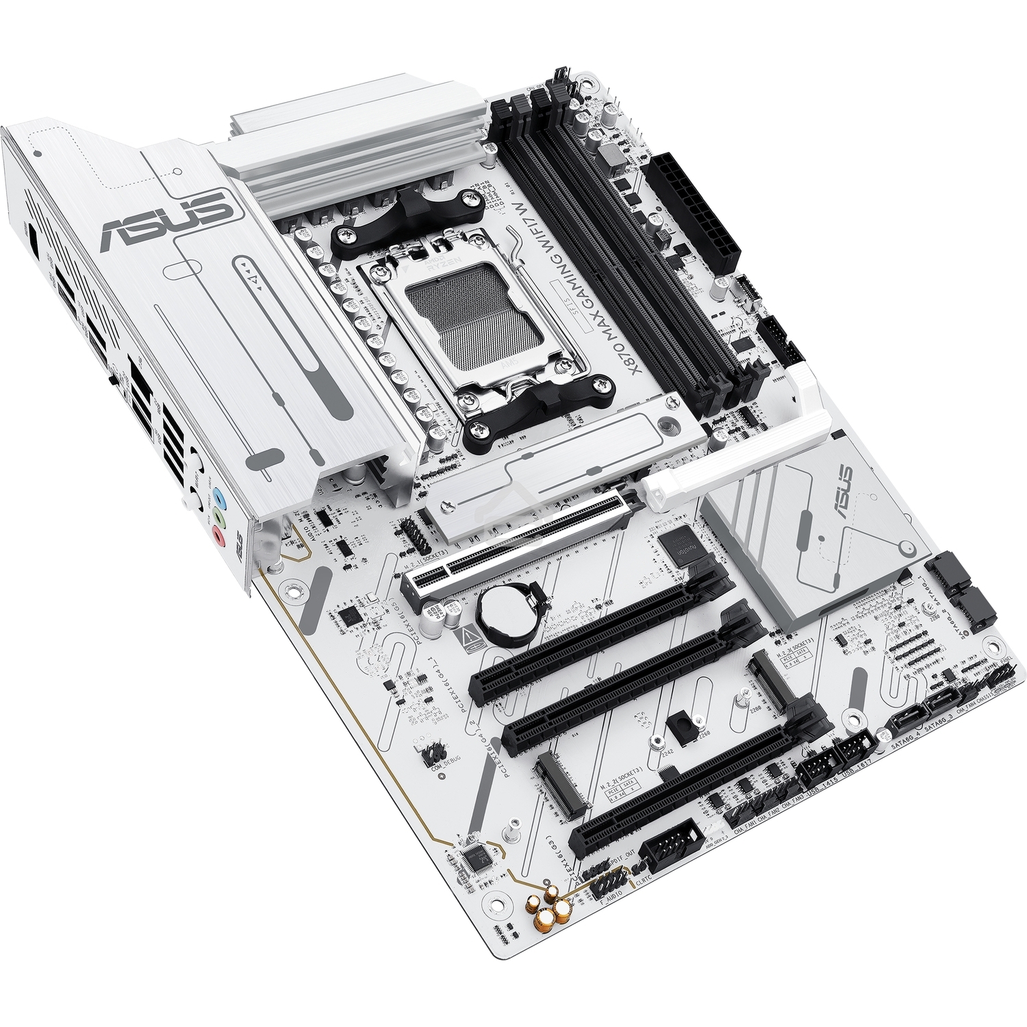 Материнская плата ASUS X870 MAX GAMING WIFI7 W, AM5, AMD X870, 4xDDR5, 4xSATA, 3xM.2, 1xPCIe 5.0 x16, 2xPCIe 4.0 x16, 1xPCIe 3.0 x16, 1xHDMI, 2xUSB Type-C (Display), 1x2.5Gb LAN, Wi-Fi 7, Bluetooth 5.4, 2xUSB-C 40Gbps, 1xUSB-A 10Gbps, 3xUSB-A 5Gbps, 4xUSB