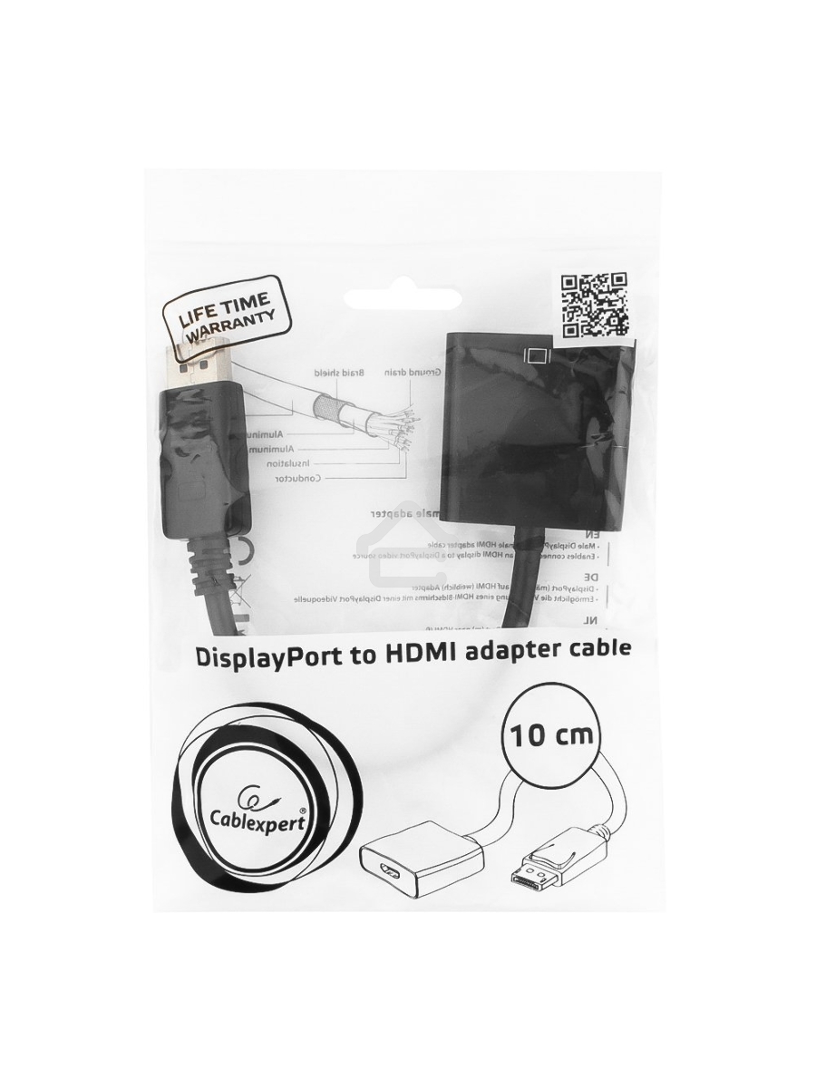 Переходник DisplayPort - HDMI Cablexpert A-DPM-HDMIF-002, 20M/19F, пакет