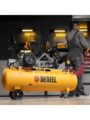 Компрессор воздушный рем. привод BCW3000-T/100, 3,0 кВт, 100 литров, 520 л/мин  Denzel