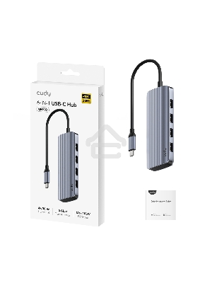 Концентратор USB-C Cudy UH500, 1 USB-C 3.0, 1x 4K@30Hz HDMI Port, 1x 100W USB-C port for PD Charging, 4x USB-A (UH500)
