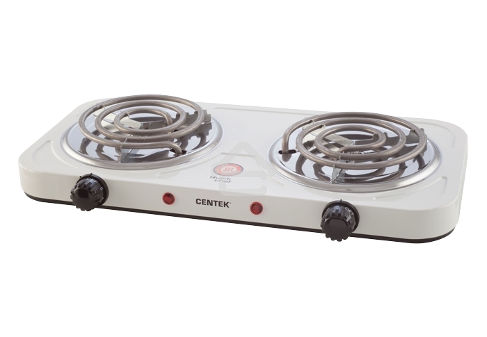 Плита настольная электрическая Centek CT-1509 (белая) 2конфорки ТЭН 140мм, 2000Вт, индикатор работы, усиленный корпус