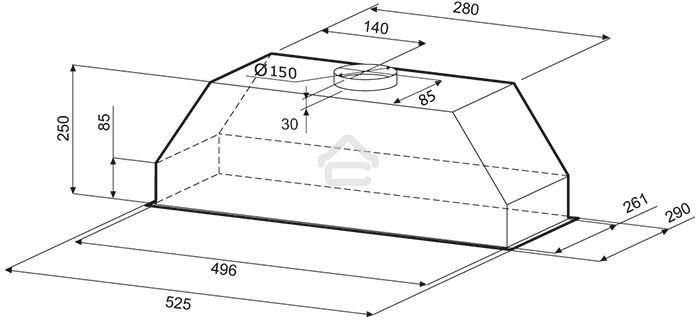 Вытяжка встраиваемая Krona Runa 600 PB черный, 60 см, 845 куб. м/ч, 53 дБ