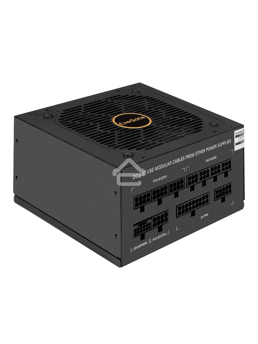 Блок питания 850W ExeGate 80 PLUS® GOLD 850VSP FС (ATX3.0, APFC, КПД 90% (80 PLUS Gold), 120mm fan, 24pin, 2x(4+4)pin, PCIE5.0/12VHPWR, 4xPCI-E, 6xSATA, 3xIDE, 1xFDD, Full Cable Management, black, Color box)