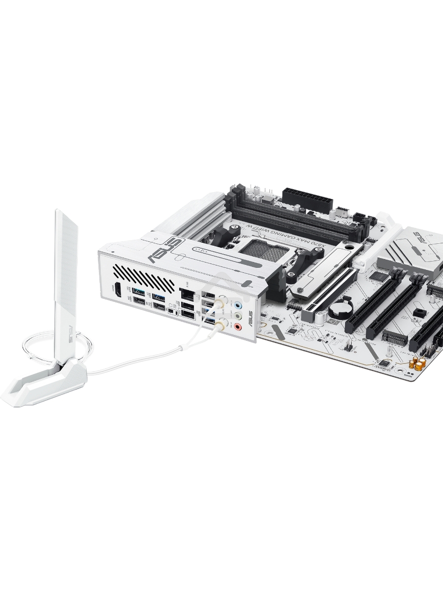 Материнская плата ASUS X870 MAX GAMING WIFI7 W, AM5, AMD X870, 4xDDR5, 4xSATA, 3xM.2, 1xPCIe 5.0 x16, 2xPCIe 4.0 x16, 1xPCIe 3.0 x16, 1xHDMI, 2xUSB Type-C (Display), 1x2.5Gb LAN, Wi-Fi 7, Bluetooth 5.4, 2xUSB-C 40Gbps, 1xUSB-A 10Gbps, 3xUSB-A 5Gbps, 4xUSB