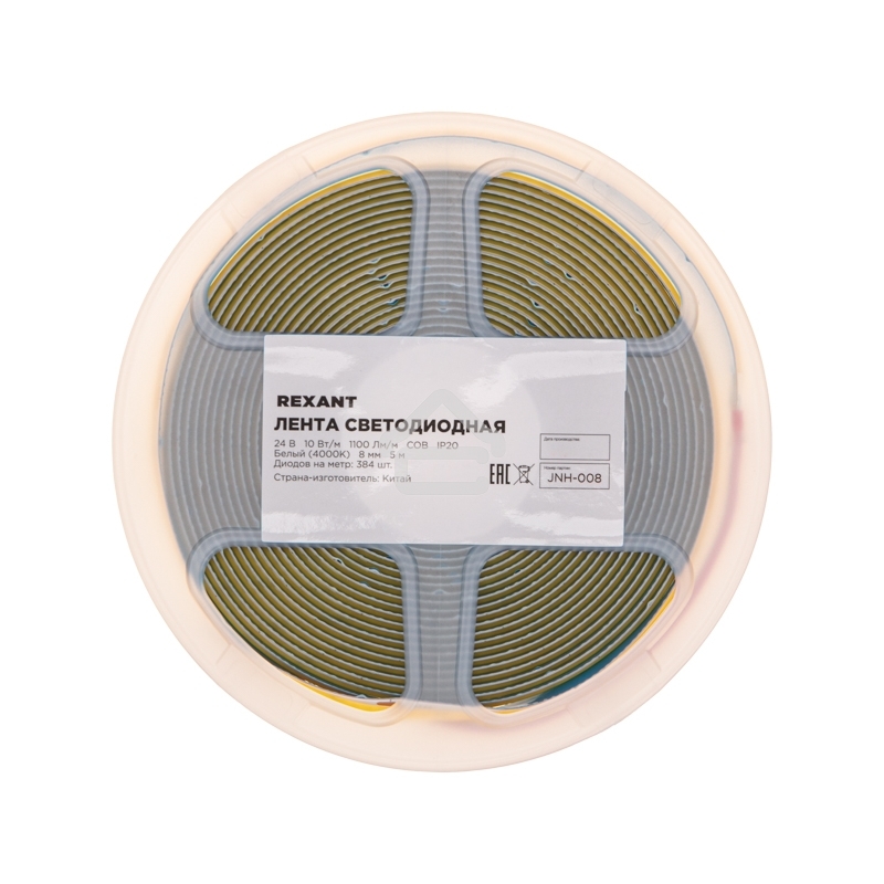 Лента светодиодная 24В, COB 10Вт/м, 384 LED/м, 4000K, 8мм, 5м, IP20 Rexant