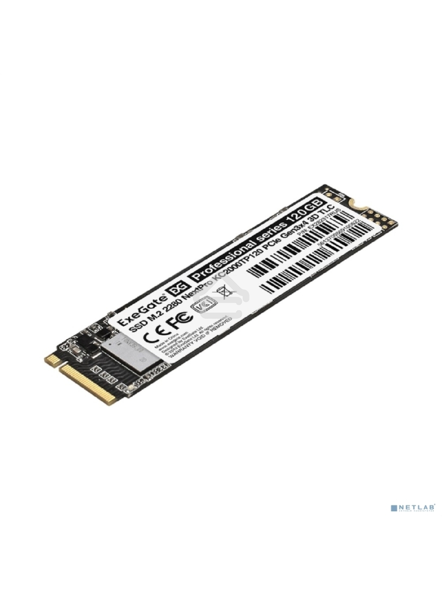 Накопитель SSD ExeGate NextPro KC2000TP120, 120Gb, M.2 2280, PCIe 3.0 x4, NVMe, R/W 1200/600
