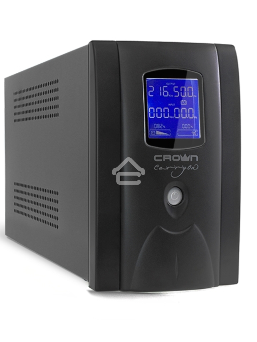 Источник бесперебойного питания CROWN Line Intractive CMU-SP650EURO LCD USB 650VA\390W, корпус металл, 1x12V/7AH, розетки 2*EURO+3*IEC, трансформатор AVR 140-290V, LCD-дисплей, съёмный кабель 1.2 м, порт RJ11/45, порт USB, защита: от перегрузки, от КЗ, от