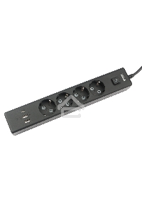 Бытовой удлинитель PowerCube, 4р с/з вык.,3USB, 3500 Вт, 16А, 1.9 м, 3*1,0 (черный) PC-7B-2M