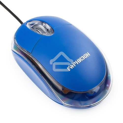 Мышь проводная Гарнизон GM-100B синий, 1000 dpi, USB, кнопки - 3