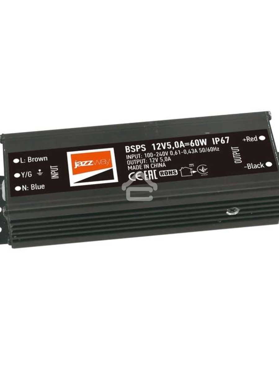Драйвер BSPS 12В 5.0A=60Вт влагозащ. IP67 JazzWay 3329273A