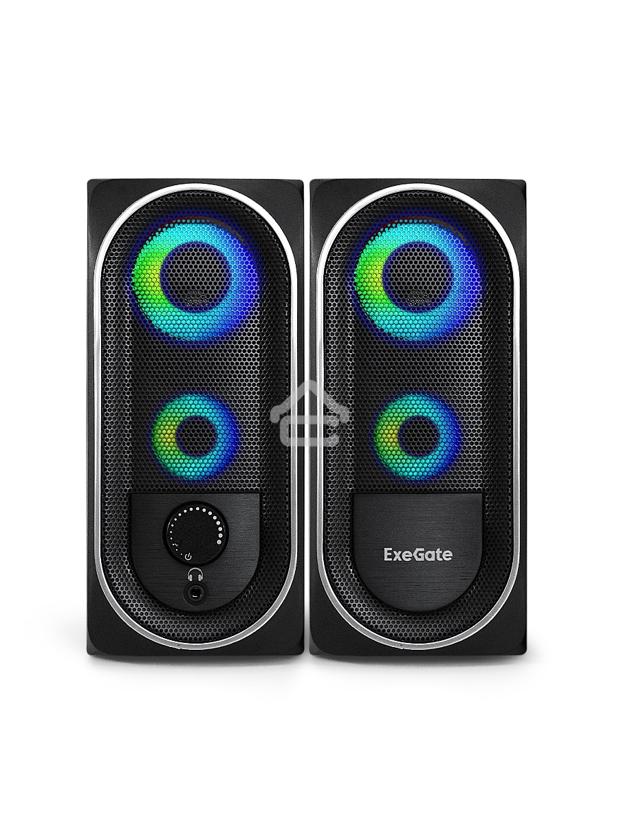 Акустическая система 2.0 ExeGate EX289686RUS Accord 220 (питание USB, 2х3Вт (6Вт RMS), 60-20000Гц, цвет черный, RGB подсветка)
