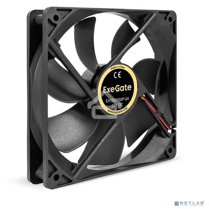 Вентилятор для корпуса ExeGate EX12025S2P-24 черный, 120 мм, 2100 об/мин, 34.2 дБ, 2 pin