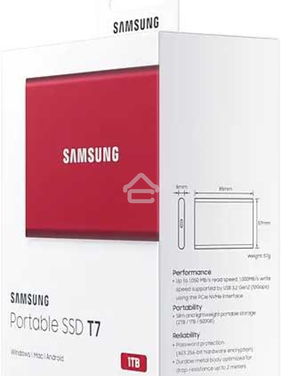 Накопитель SSD Samsung T7 MU-PC1T0R/WW, USB-C, 1Tb, 1.8