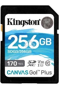 Карта памяти Kingston 256GB SDXC Canvas Go Plus 170R C10 UHS-I U3 V30 EAN: 740617301519
