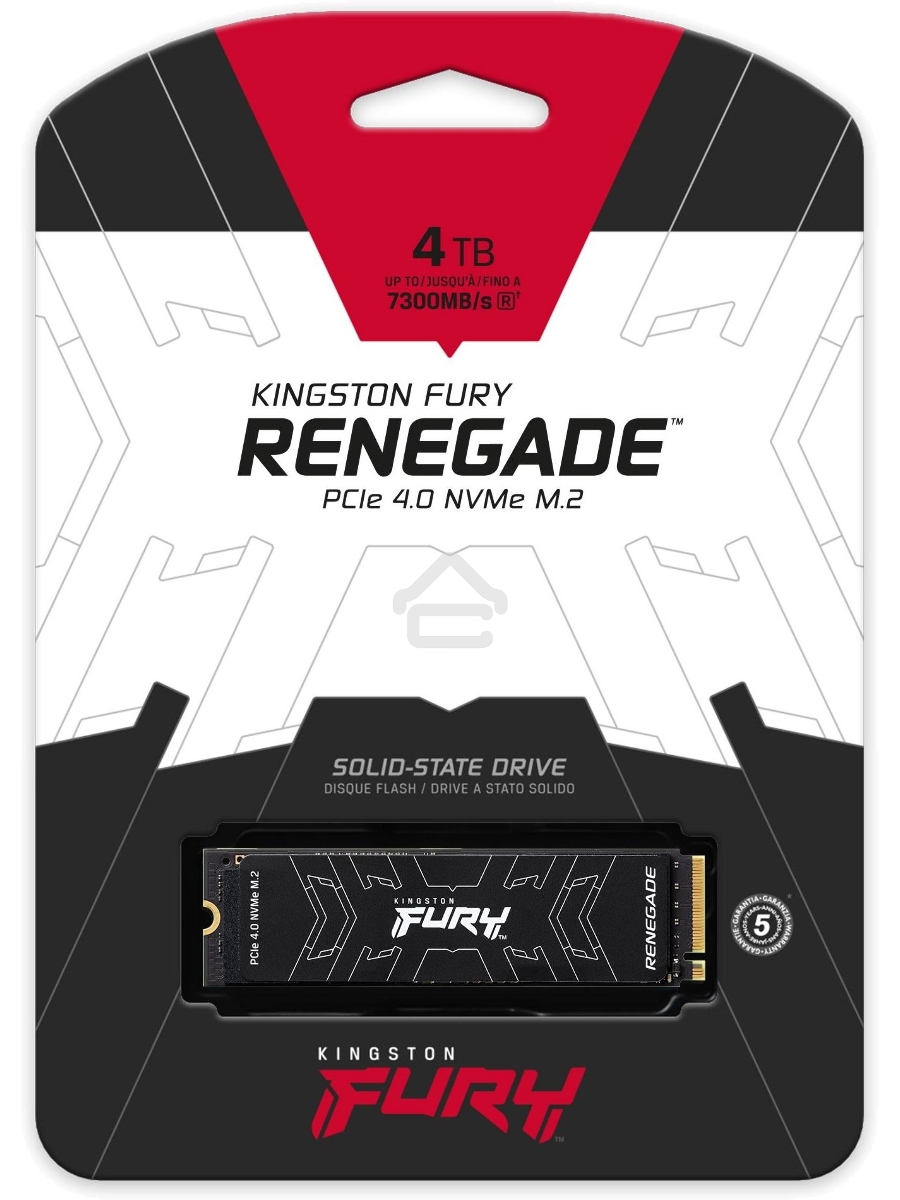 Накопитель SSD Kingston FURY Renegade, 4000 ГБ, M.2 2280, PCIe 4.0 x4, NVMe, R/W 7300/7000, с радиатором