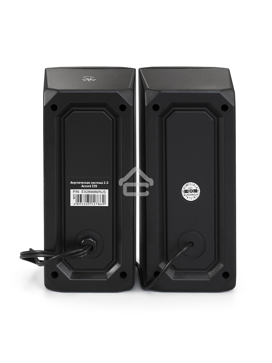 Акустическая система 2.0 ExeGate EX289686RUS Accord 220 (питание USB, 2х3Вт (6Вт RMS), 60-20000Гц, цвет черный, RGB подсветка)