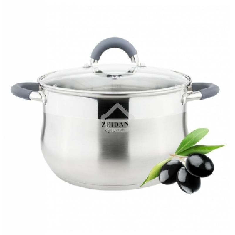 Кастрюля Zeidan Z-50253 5,1л(Кастрюля со стеклянной крышкой - 5,1 л (O22х13.5 см), нерж.сталь, внутренняя - матовая полировка, снаружи - комбинированная полировка, шкала литража, ручки с силиконовым покрытием, КАПСУЛИРОВАННОЕ ДНО, ПОДАРОЧНАЯ УПАКОВКА С ПЛ