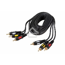 Шнур Rexant 3 RCA - 3 RCA, длина 3 метра, черный (GOLD)