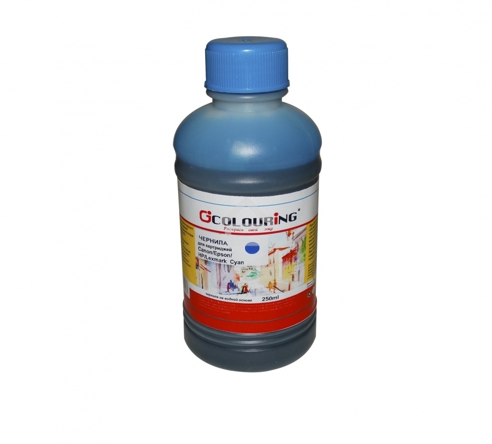 Чернила Colouring для принтеров Canon/Epson/HP/Lexmark Cyan 250 мл водн U