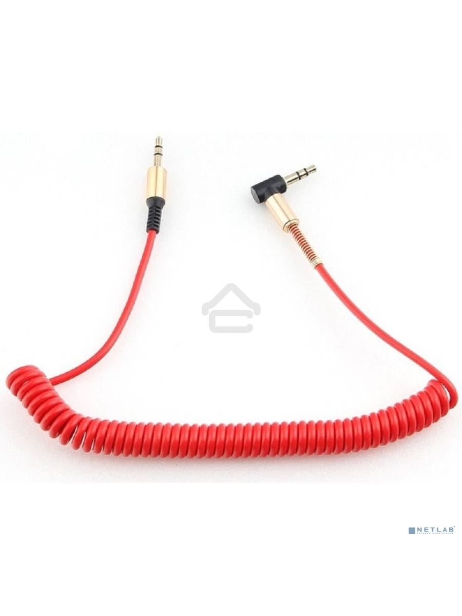 Кабель Cablexpert аудио 90˚ спиральный  CCAB-02-35MMLC-1.8MR. 3.5 Jack (M)/3.5 Jack (M), красный, 1.8м, блистер