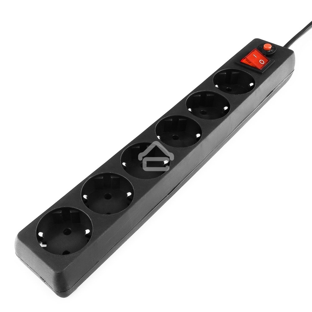 Сетевой фильтр Гарнизон 6 р, 10А, 7 м, ур.защиты 4, черный, пакет