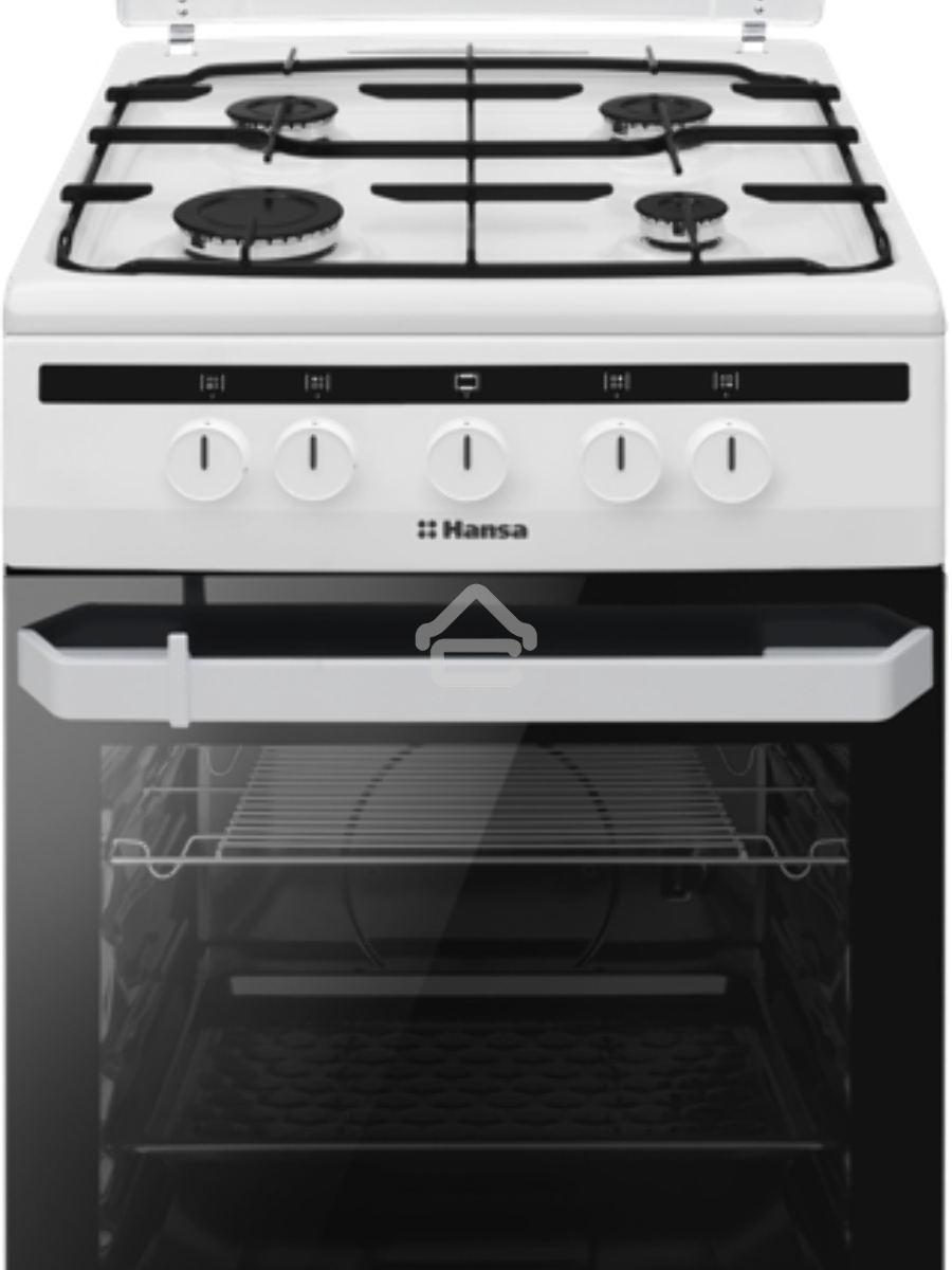 Плита газовая Hansa FCGW51003 белый, конфорок 4 шт, духовка 56 л, 50 см x 85 см x 60 см