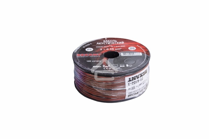 Кабель акустический 2х0,35 м м красно-черный (бухта 100 м ) Rexant 01-6102-3