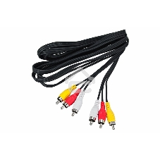 Шнур Rexant 3 RCA - 3 RCA, 5 м, черный (10 шт./уп.)