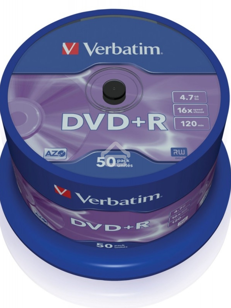Диск DVD+R Verbatim 4.7Gb 16x Cake Box (50шт) (43550)