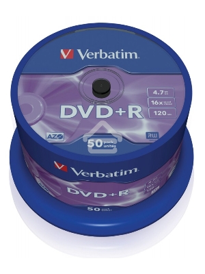 Диск DVD+R Verbatim 4.7Gb 16x Cake Box (50шт) (43550)