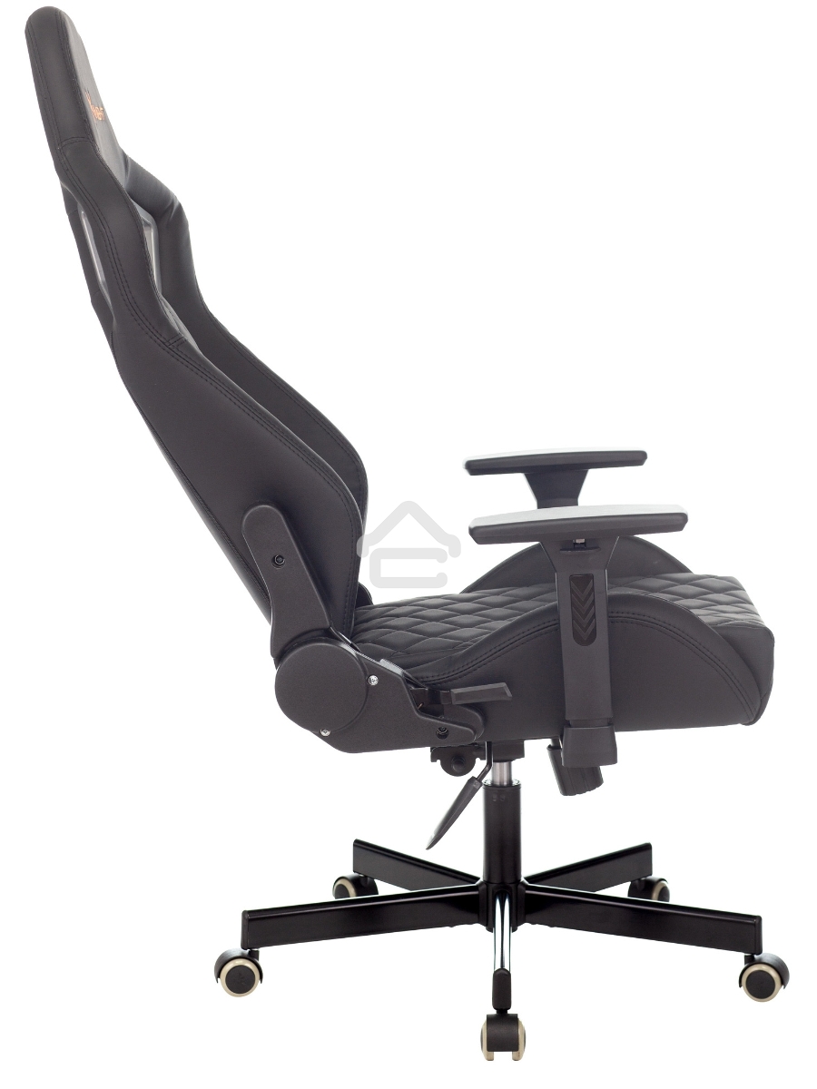 Кресло игровое Knight OUTRIDER черный, ромбик, эко.кожа, с подголов. крестовина металл