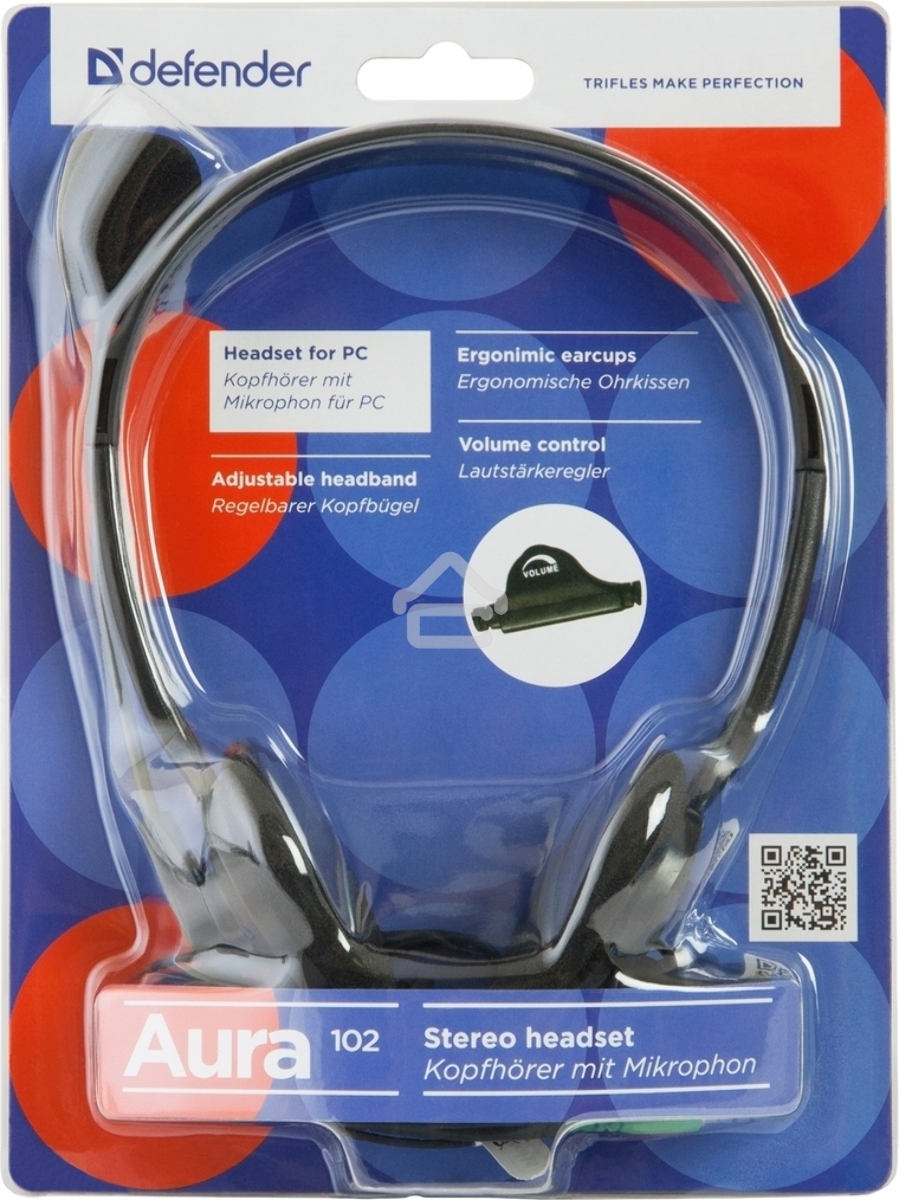 Гарнитура стерео Defender HN-102 накладные компактные 2 х 3.5 mm jack стерео кабель 1,8 м черный