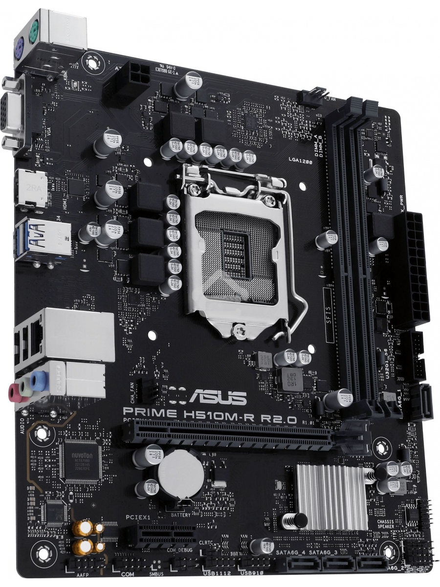 Материнская плата ASUS PRIME H510M-R R2.0-SI, LGA 1200, Intel H470, 2xDDR4, 4xSATA, 1xPCIe 4.0 x16, 1xPCIe x1, 1xHDMI, 1xVGA, 2xUSB-A 3.2 Gen 1, 2xUSB-A 2.0, 1x 1Gb LAN, 3x3.5 мм, 7.1, mATX