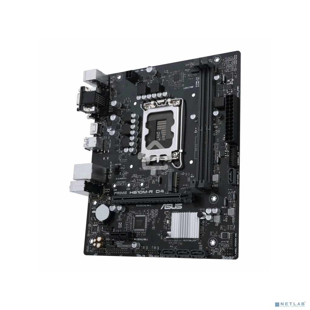 Материнская плата ASUS PRIME H610M-R D4-SI, LGA 1700, Intel H610, 2xDDR4, 4xSATA, 1xM.2 PCIe 3.0 x4, 1xPCIe 4.0 x16, 1xPCIe x1, 1xHDMI, 1xDVI, 1xVGA, 2xUSB-A 2.0, 2xUSB-A 3.2 Gen 1, 1x 1Gb LAN, 3x3.5 мм, 7.1, mATX