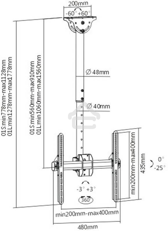 Кронштейн для телевизора Arm Media LCD-1800 белый, 26
