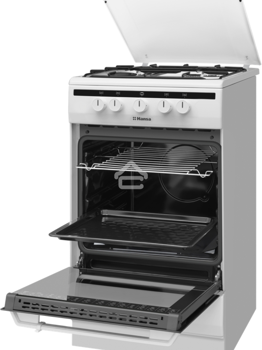 Плита газовая Hansa FCGW51003 белый, конфорок 4 шт, духовка 56 л, 50 см x 85 см x 60 см